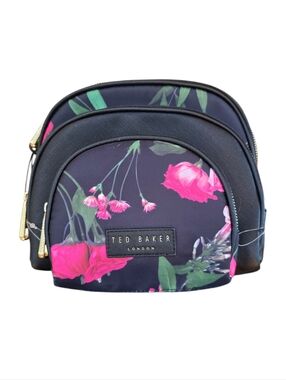 Ted Baker Shattered Bouquet Black Pink 5 Piece Cosmetic Toiletry Set
